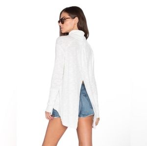 FREE PEOPLE WE THE FREE Tara Split Back Burnout Raglan Turtleneck Top Shirt Sz M